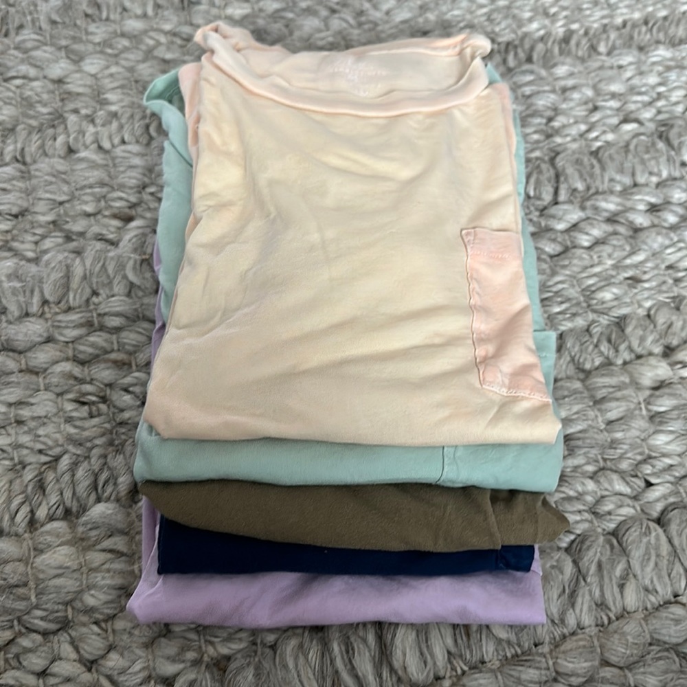 J Crew garment dyed t-shirts Lot of 5 Made in USA S/M